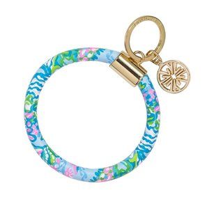 NWT Lilly Pulitzer Round Keychain - Blue Ibiza Aqua La Vista - New/Unused